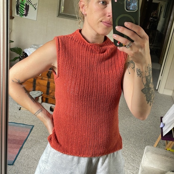 Takeout Boho Knit Rustic Orange Top Small - Picture 1 of 11
